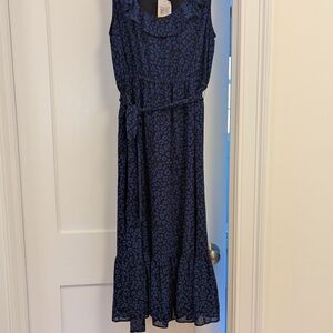 Blue & Black Animal Print Sleeveless Dress